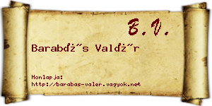 Barabás Valér névjegykártya